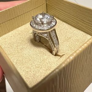 New White Cubic Zirconis Rhodium Over Sterling Silver Ring 14.7 CTW (JTV)
